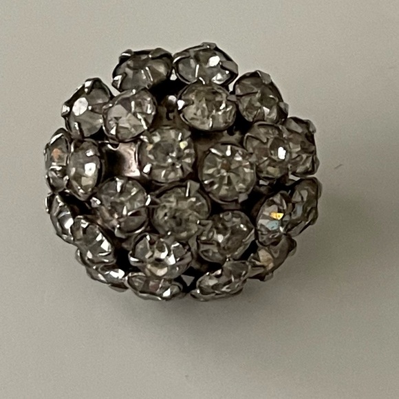 Vintage Sparkly Paste Stone Earrings Screw Back Clear Antique Art - Picture 8 of 10